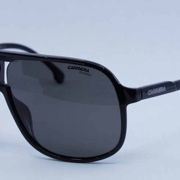 CARRERA 1047/S 0807 M9 Sunglasses Black Aviator Frame, Grey Polarized Lenses - Picture 2 of 10